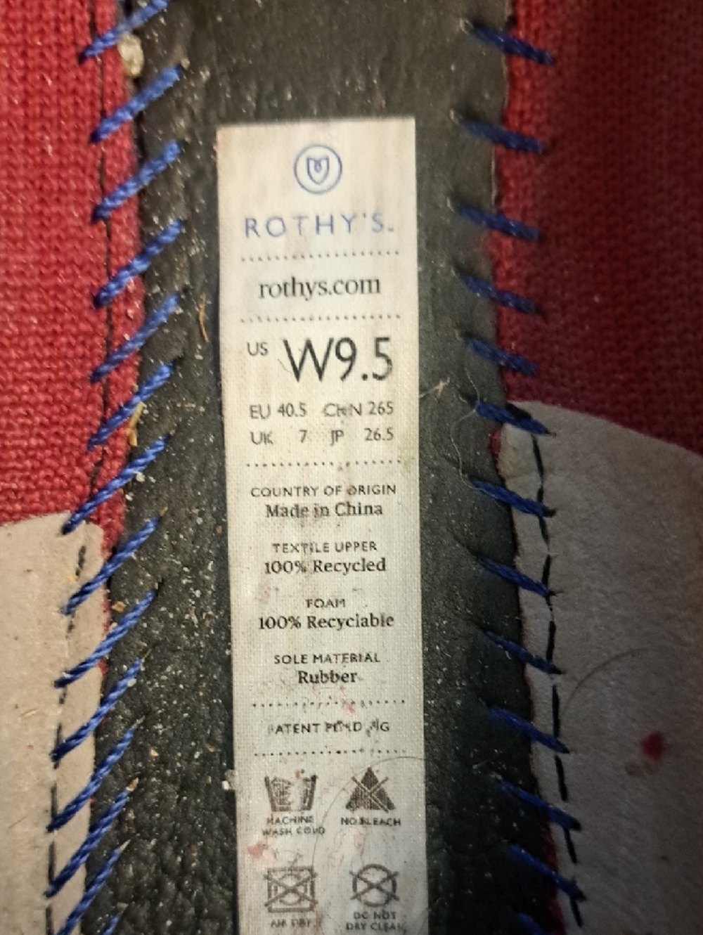 Rothy's Red Knit Ballet Flats with Blue Trim - Picture 4 of 5